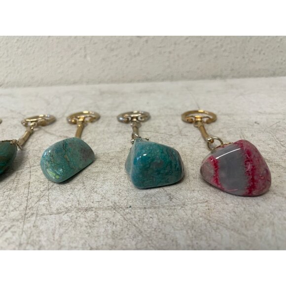 Lot of 7 Natural Polished Gemstone Keychains – Turquoise Rock Crystal Art Gifts - Picture 6 of 6